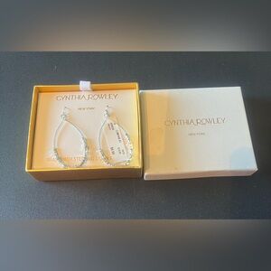 Cynthia Rowley silver tone crystal drop earrings